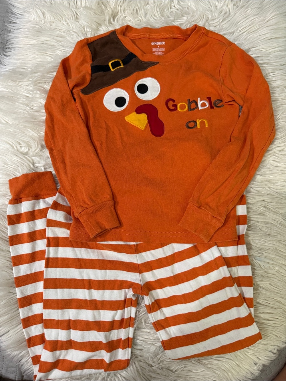 Gymboree Kids “ Gobble On “ Appliqué” Thanksgiving Pajamas 8